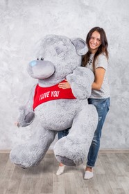 Ведмедик з латками плюшевий в футболці Yarokuz Me To You 2 метра Сірий (YK0120)