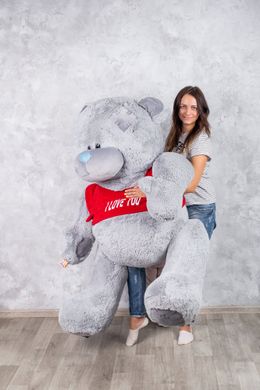 Ведмедик з латками плюшевий в футболці Yarokuz Me To You 2 метра Сірий (YK0120) фото