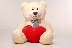 Великий Плюшевий ведмедик із сердечком Yarokuz Джеральд 165 см Персиковий (YK0057)