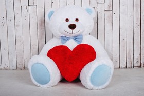 Велика м'яка іграшка Ведмідь з серцем Yarokuz Біллі 150 см Біло-блакитний (YK0047)