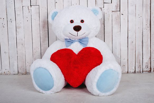Велика м'яка іграшка Ведмідь з серцем Yarokuz Біллі 150 см Біло-блакитний (YK0047) фото