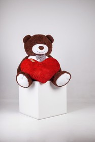 Большой плюшевый медведь с сердцем Yarokuz Джеральд 165 см Шоколадный (YK0061)