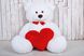 Великий Плюшевий Мішка с сердечком Yarokuz Джеральд 165 см Білий (YK0055) фото 1