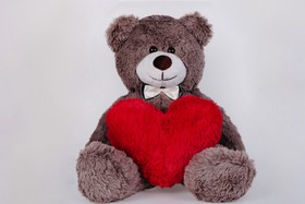 Плюшевий ведмідь із сердечком Yarokuz Джиммі 90 см Капучіно (YK0027)