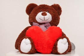 Плюшевий ведмідь з сердечком Yarokuz Джиммі 90 см Шоколадний (YK0029)